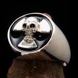 Excellent crafted Men's Radioactive Skull Ring black - Sterling Silver - BikeRing4u