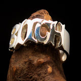 Excellent crafted One Word Bitch Ring - Sterling Silver - BikeRing4u