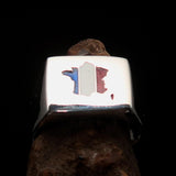 Excellent crafted Men's French Flag Ring France - Sterling Silver - BikeRing4u