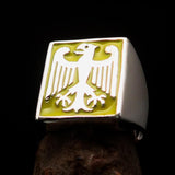 Perfectly crafted Men's yellow German Eagle Seal Ring - Sterling Silver - BikeRing4u