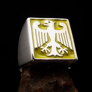Perfectly crafted Men's yellow German Eagle Seal Ring - Sterling Silver - BikeRing4u