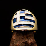 Perfectly crafted Men's National Flag Ring Greece - solid Brass - BikeRing4u