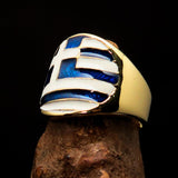 Perfectly crafted Men's National Flag Ring Greece - solid Brass - BikeRing4u