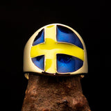 Perfectly crafted Men's National Flag Ring Sweden - solid Brass - BikeRing4u