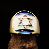 Perfectly crafted Men's National Flag Ring Israel - solid Brass - BikeRing4u