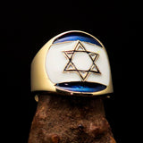 Perfectly crafted Men's National Flag Ring Israel - solid Brass - BikeRing4u
