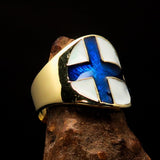 Perfectly crafted Men's National Flag Ring Finland - solid Brass - BikeRing4u