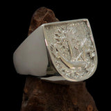 Excellent crafted Men's Franciscan Corona Cross Ring - shiny Sterling Silver - BikeRing4u
