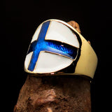 Perfectly crafted Men's National Flag Ring Finland - solid Brass - BikeRing4u