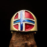 Perfectly crafted Men's National Flag Ring Norway - solid Brass - BikeRing4u