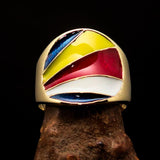 Perfectly crafted Men's National Flag Ring Seychelles - solid Brass - BikeRing4u