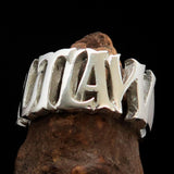Excellent crafted Men's One Word Outlaw Biker Ring - Sterling Silver - BikeRing4u