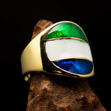 Perfectly crafted Men's National Flag Ring Sierra Leone - solid Brass - BikeRing4u