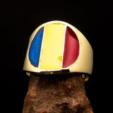Perfectly crafted Men's National Flag Ring Romania - solid Brass - BikeRing4u