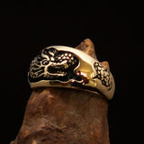 Excellent crafted Men's Band Ring Dragon Snake Antiqued - Brass - BikeRing4u