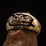 Excellent crafted Men's Band Ring Dragon Snake Antiqued - Brass - BikeRing4u