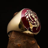 Excellent crafted Men's Aquarius Ring Red Zodiac - Solid Brass - BikeRing4u