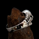 Antiqued Men's Number 13 Skull and Bones Ring - Sterling Silver - BikeRing4u