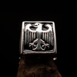 Perfectly crafted Men's black German Eagle Seal Ring - Sterling Silver - BikeRing4u