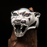 Excellent crafted Men's Animal Ring vicious Panther - Sterling Silver - BikeRing4u