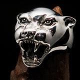 Excellent crafted Men's Animal Ring vicious Panther - Sterling Silver - BikeRing4u