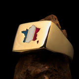 Excellent crafted Men's French National Flag Ring France - Solid Brass - BikeRing4u