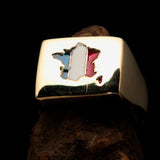 Excellent crafted Men's French National Flag Ring France - Solid Brass - BikeRing4u