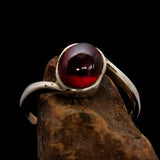 Excellent crafted Women's Ring with red Garnet Cabochon- Sterling Silver - BikeRing4u