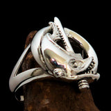 Excellent crafted Fish and Sword Combat Diver Ring - Sterling Silver - BikeRing4u