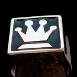 Perfectly crafted Men's Chess Player Ring Queen's Crown Black - Sterling Silver - BikeRing4u