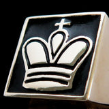 Perfectly crafted Men's Chess Player Ring King's Crown Black - Sterling Silver - BikeRing4u