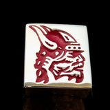 Perfectly crafted Men's Ring Viking Warrior Red - Sterling Silver - BikeRing4u