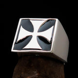Perfectly crafted Men's Biker Ring Iron Cross Black - Sterling Silver - BikeRing4u