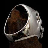 Excellent crafted Men's Zombie Fang Skull Ring - Antiqued Sterling Silver - BikeRing4u