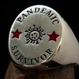 Excellent crafted Men's Sterling Silver Ring Pandemic Survivor - BikeRing4u