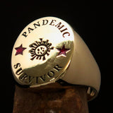 Excellent crafted Men's Brass Costume Ring Pandemic Survivor - BikeRing4u