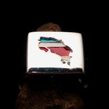 Excellent crafted Men's National Flag Ring Costa Rica - Sterling Silver - BikeRing4u