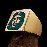Excellent crafted Men's Revolution Ring Green Socialist - Solid Brass - BikeRing4u