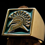 Nicely crafted Men's Ring Green Greek Warrior - Solid Brass - BikeRing4u