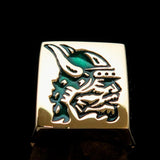 Perfectly crafted Men's Ring Viking Warrior Green - Solid Brass - BikeRing4u