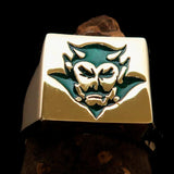 Perfectly crafted Men's Devil Ring Green - Solid Brass - BikeRing4u
