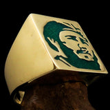 Excellent crafted Men's Revolution Ring Green Fidel - Solid Brass - BikeRing4u