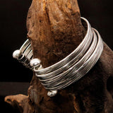 Excellent handcrafted minimalistic 5 String Sterling Silver Bracelet / Bangle - BikeRing4u