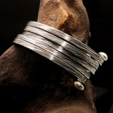 Excellent handcrafted minimalistic 5 String Sterling Silver Bracelet / Bangle - BikeRing4u