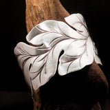 Excellent extra wide Hand Crafted Sterling Silver Bracelet / Bangle with many Leafs - BikeRing4u