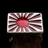 Perfectly crafted Men's Japanese War Flag Ring Raising Sun - Sterling Silver - BikeRing4u