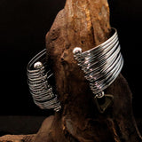 Excellent handcrafted minimalistic 16 String Sterling Silver Bracelet / Bangle - BikeRing4u