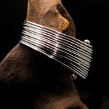 Excellent handcrafted minimalistic 16 String Sterling Silver Bracelet / Bangle - BikeRing4u