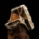 Rectangle shaped symmetric Sterling Silver Ring with facet Jasper size 7 - BikeRing4u