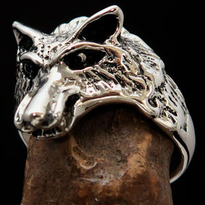 Excellent crafted Men's Animal Ring Male Coyote Sterling Silver 925 - BikeRing4u